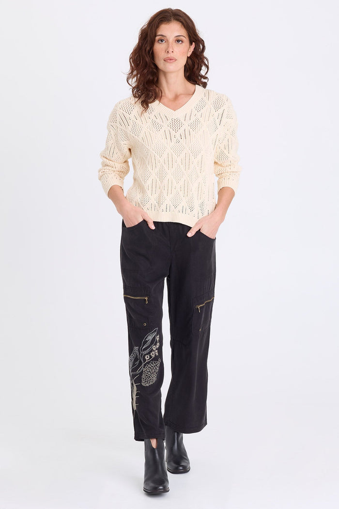 XCVI Odran Embroidered Twill Cargo Pant
