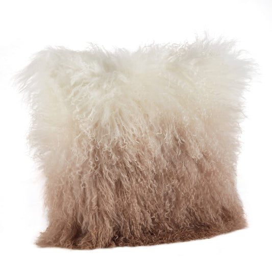 Ombre Lamb Fur Pillow: Natural / Polyester Insert / 20"
