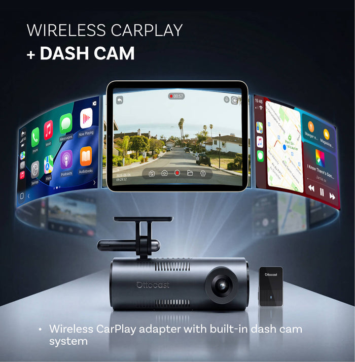 OttoSafe Cam 2-in-1 Dash Cam & Wireless CarPlay Adapter