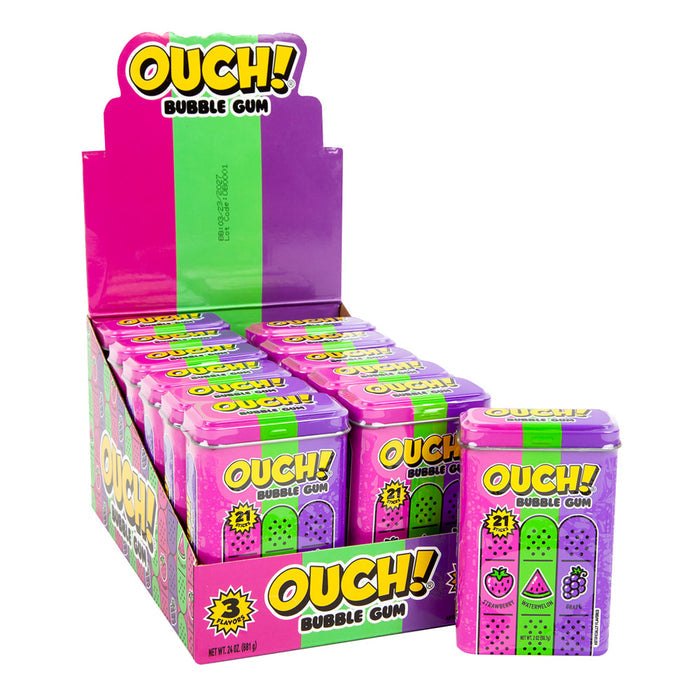 Ouch! Bubble Gum Tin - 12 Count
