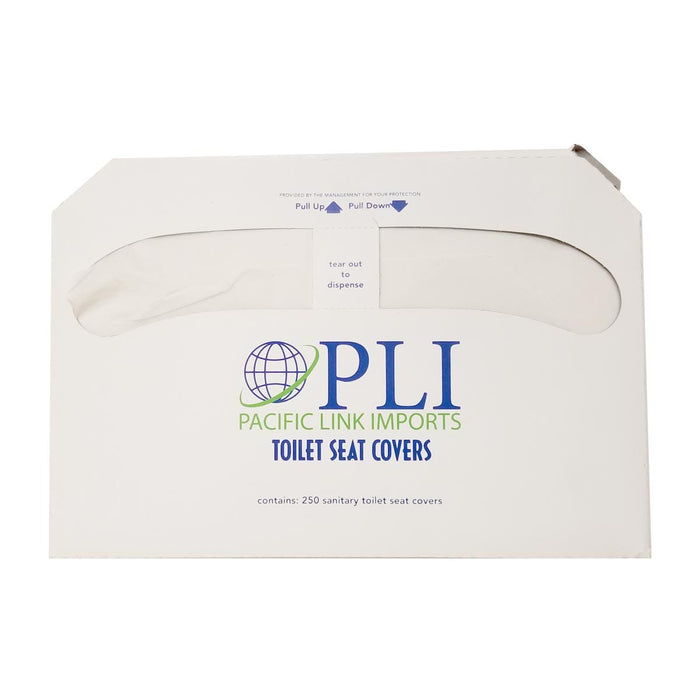 Pacific Link Imports Toilet Seat Covers (250)per box The Toilet Seat Cover is a standard of every public restroom. This case of Pacific Link Imports half fold toilet seat covers is an excellent choice in terms of value and quality-PLITSC Hannah's Variety Store