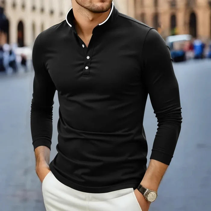 Paolo Reni Men’s Stand Collar Long Sleeve Shirt