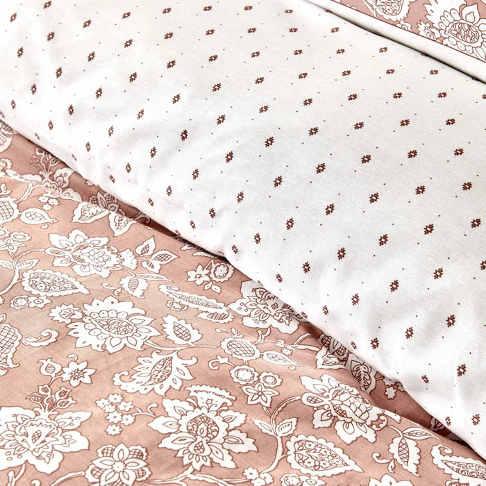 Parure de lit Karaca Home Celerina avec housse de couette 100 % coton pour lit double, rose