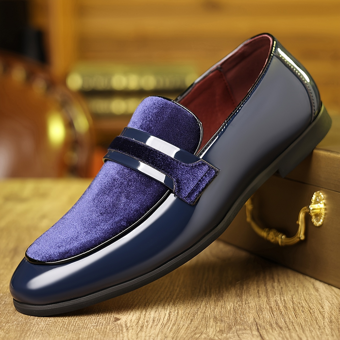 Patent Leather Contrast Panel Loafers