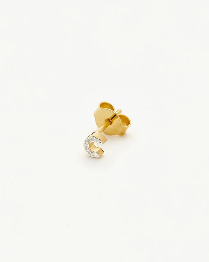 Pave Initial Single Stud Earring - Initial C | 18ct Gold Vermeil/Cubic Zirconia Earrings Missoma