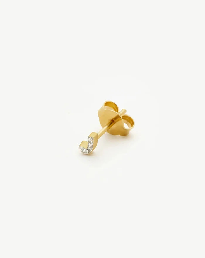 Pave Initial Single Stud Earring - Initial J | 18ct Gold Vermeil/Cubic Zirconia Earrings Missoma