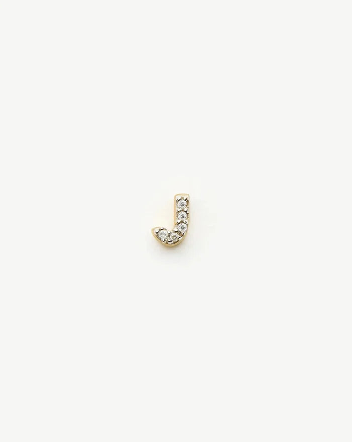 Pave Initial Single Stud Earring - Initial J | 18ct Gold Vermeil/Cubic Zirconia Earrings Missoma