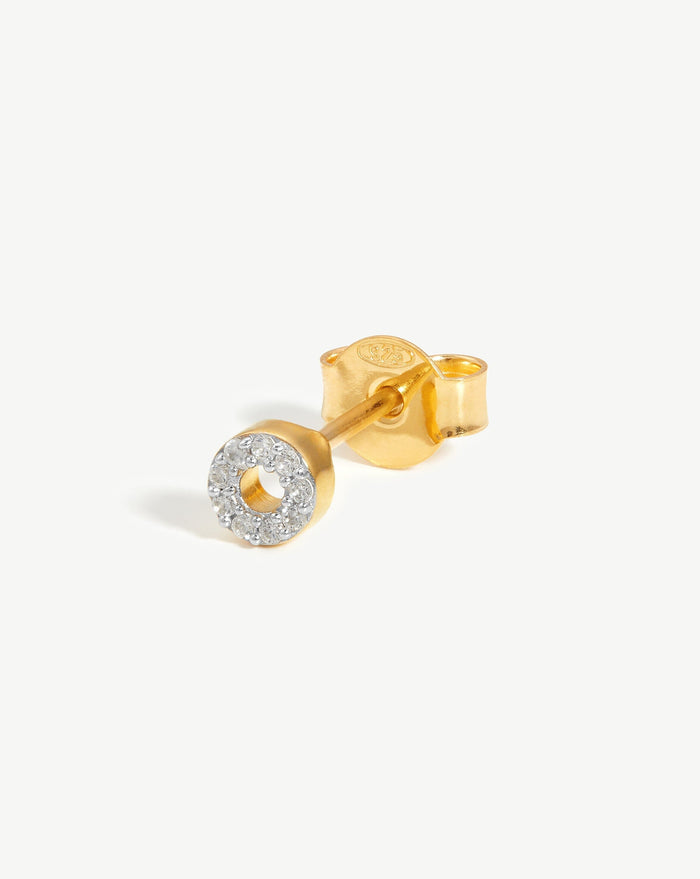 Pave Initial Single Stud Earring - Initial O | 18ct Gold Plated Vermeil/Cubic Zirconia Earrings Missoma