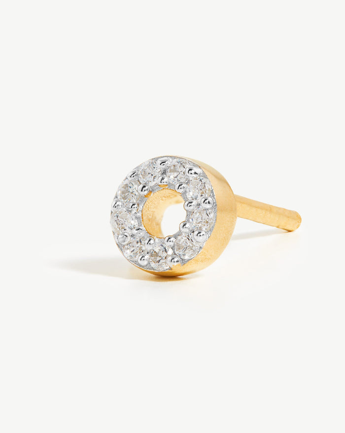 Pave Initial Single Stud Earring - Initial O | 18ct Gold Plated Vermeil/Cubic Zirconia Earrings Missoma