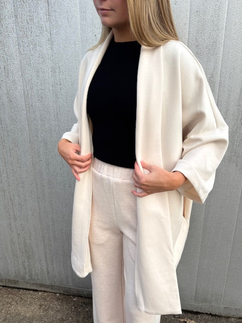 P.CILL Butter Side Stripe Wide Leg Pants Oatmeal/Cream