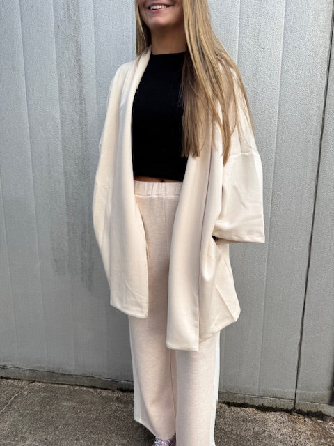 P.CILL Butter Side Stripe Wide Leg Pants Oatmeal/Cream