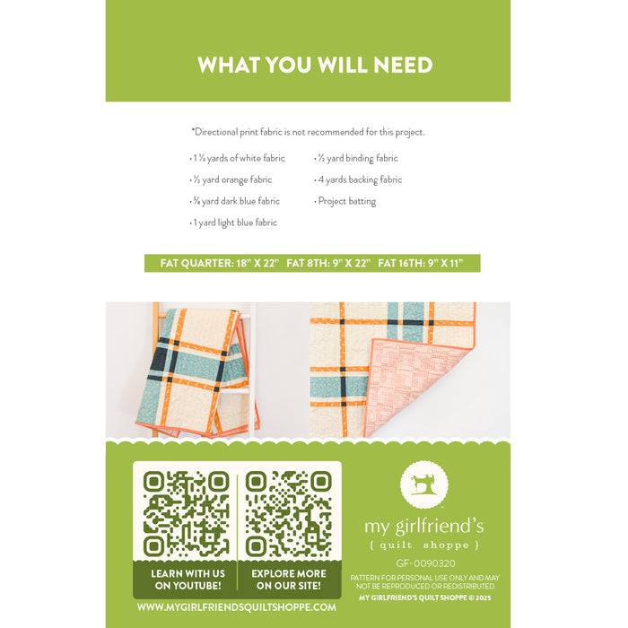 Perfectly Plaid Quilt (Downloadable Sewing Pattern)
