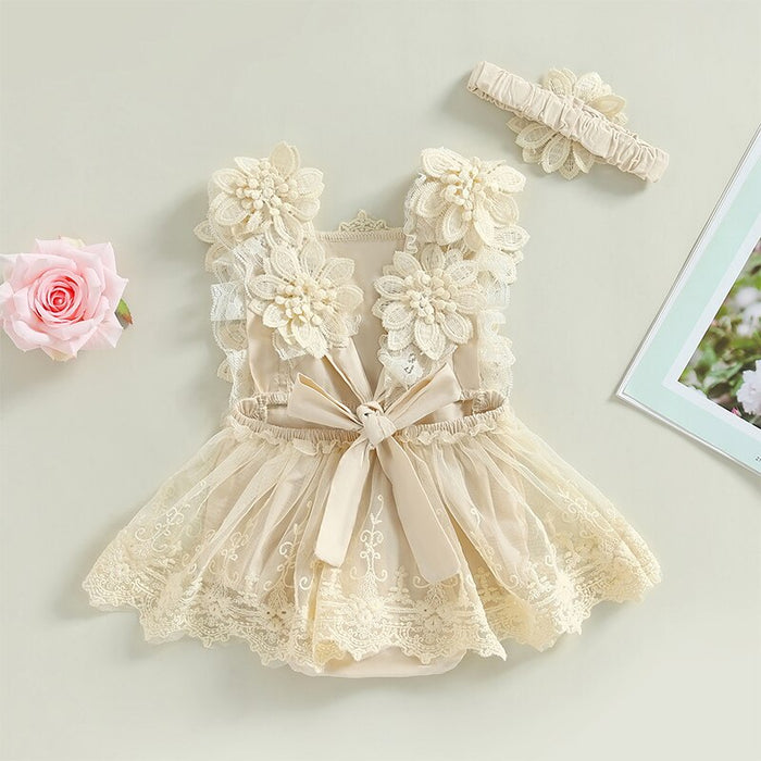 PERSEPHONE Crochet & Lace Romper with Headband