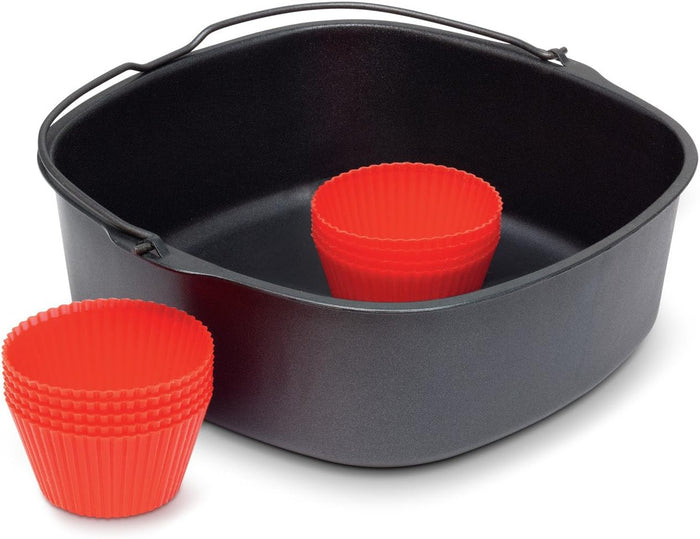 Philips Airfryer XXL Baking Master Kit for Philips Airfryer XXL models, Baking Pan and Silicone Muffin Cups, Dishwasher Safe Parts for Easy Cleaning and Storage, NutriU App, Black (HD9952/01)