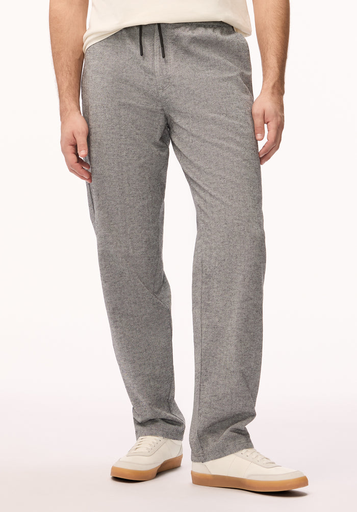 Buffalo Men Pants Black Woven Casual Pants Soft And Breathable Linen-Blend Elastic Waistband