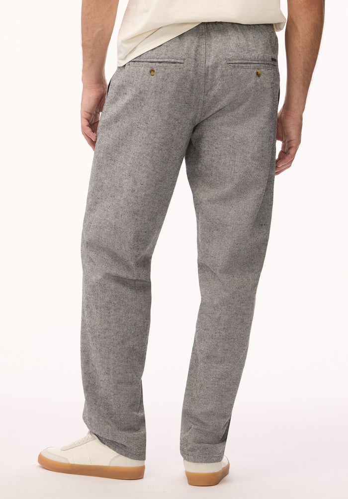 Buffalo Men Pants Black Woven Casual Pants Soft And Breathable Linen-Blend Elastic Waistband