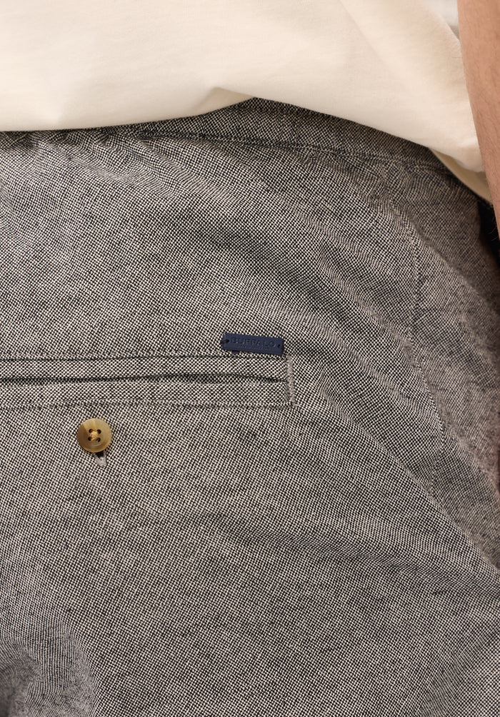 Buffalo Men Pants Black Woven Casual Pants Soft And Breathable Linen-Blend Elastic Waistband