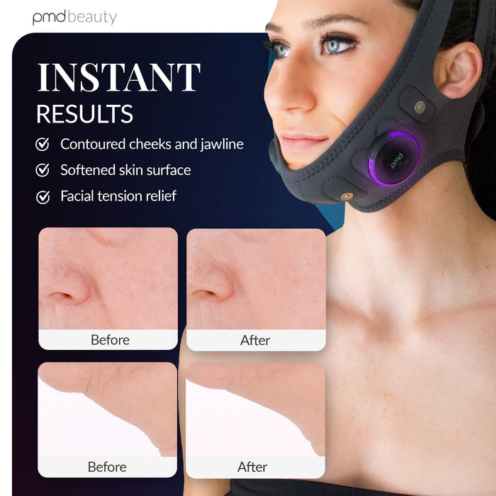 PMD Beauty device with before and after effects on skin displayed.