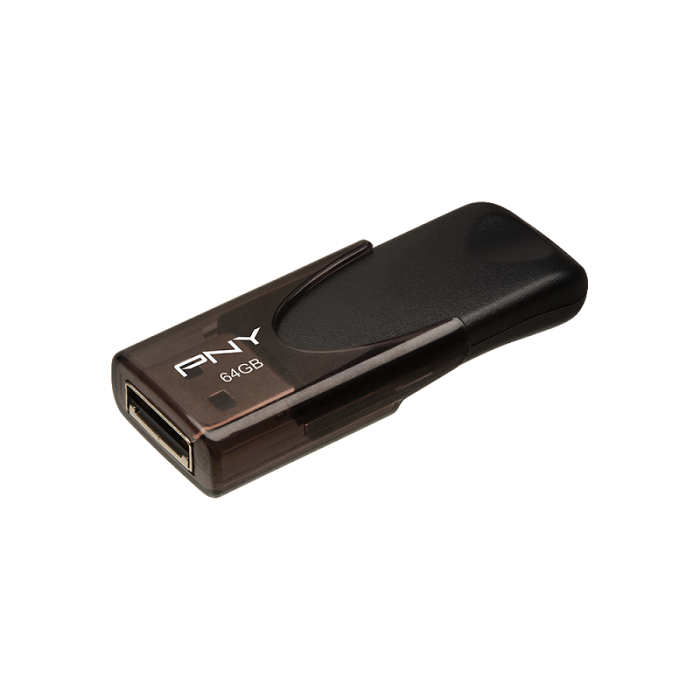 Euronics Ireland PNY USB 2.0 Sliding design - Black read up to 25 Mb/s, write up to 8 Mb/s, 64GB - FD64GATT4-EF Memory