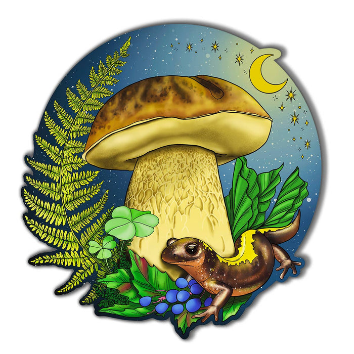 Porcini Mushroom and Salamander Sticker