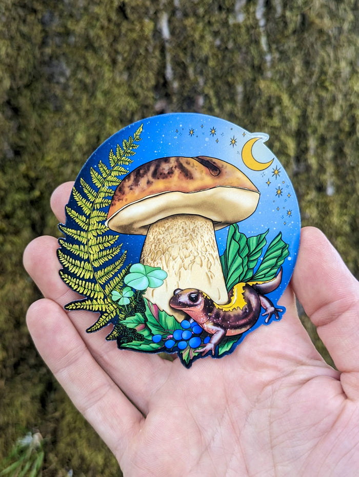 Porcini Mushroom and Salamander Sticker