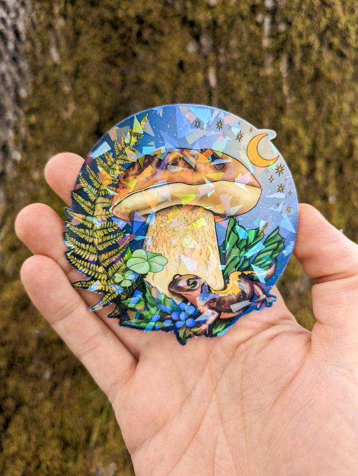 Porcini Mushroom and Salamander Sticker