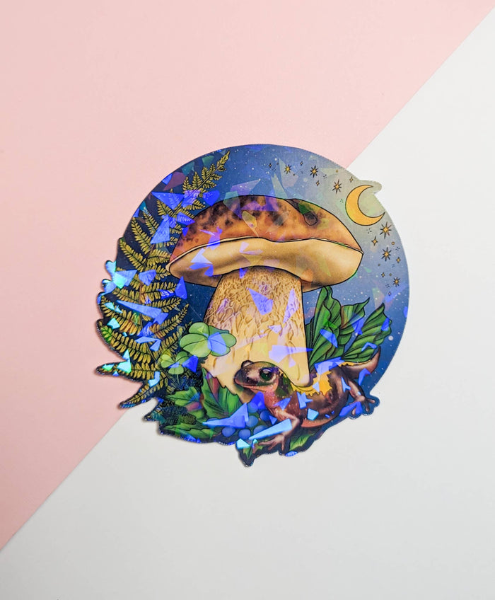 Porcini Mushroom and Salamander Sticker