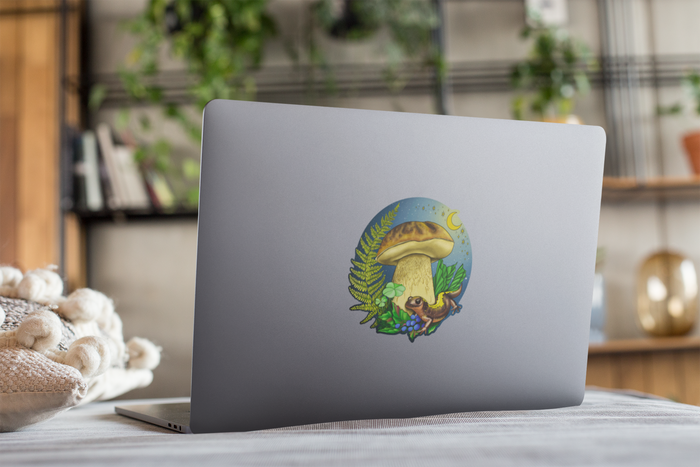 Porcini Mushroom and Salamander Sticker