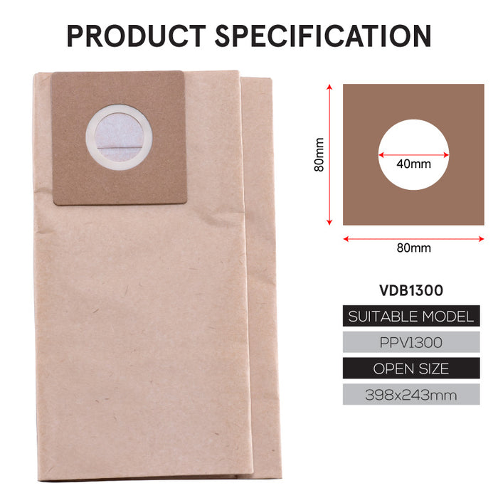 PowerPac Compatible Vacuum Cleaner Paper Dust Bags (VDB1300)