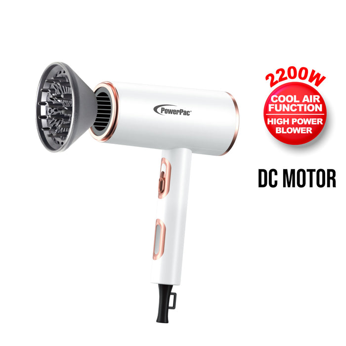 PowerPac DC High Speed Motor Hair Dryer with Diffuser, 2200W (PPH1327A)
