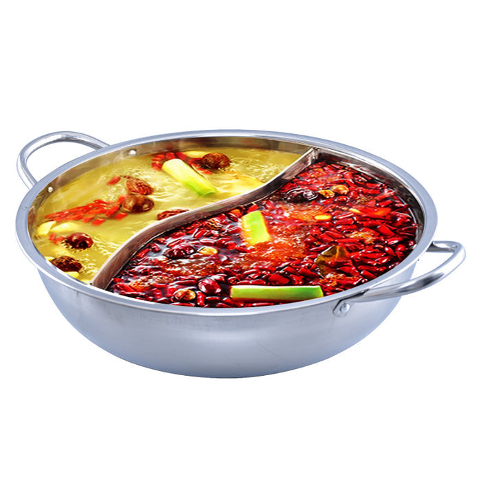 PowerPac Stainless Steel Yuan Yang Pot / 鸳鸯锅  with Glass Lid 32CM (YYPOT)