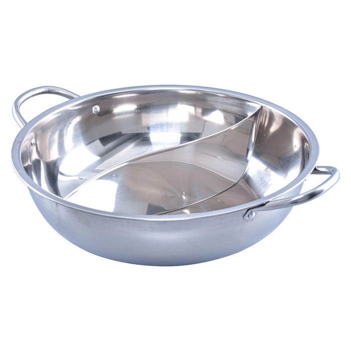 PowerPac Stainless Steel Yuan Yang Pot / 鸳鸯锅  with Glass Lid 32CM (YYPOT)
