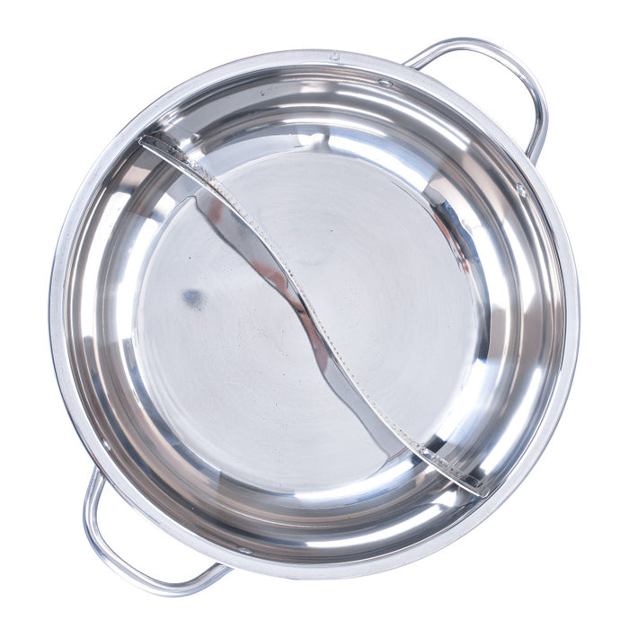 PowerPac Stainless Steel Yuan Yang Pot / 鸳鸯锅  with Glass Lid 32CM (YYPOT)