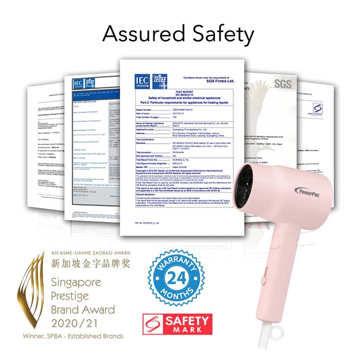 PowerPac Travel Hair Dryer, Foldable Hair Dryer, 800W (PPH1300)