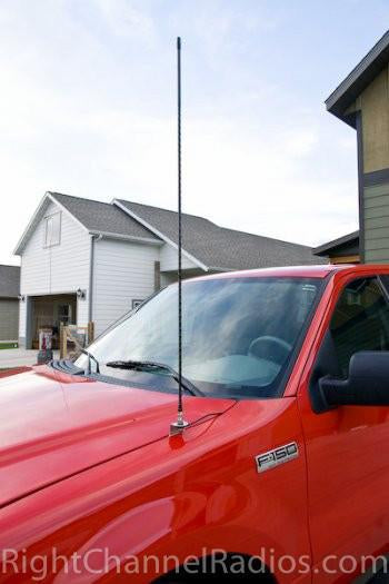 Ford F150 CB antenna hood mount with FireRing coax cable | Right Channel Radios