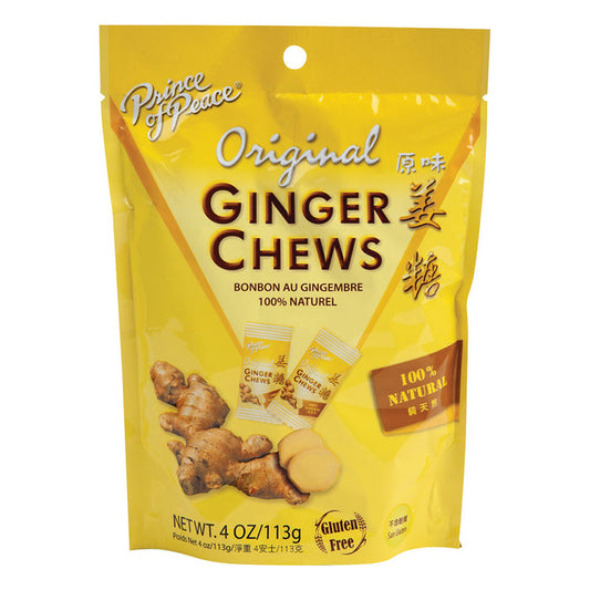 Prince Of Peace Ginger Chew Candy Original Flavor - 12 Count Pouches