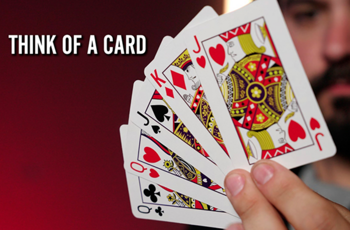 Beginner magic trick where the thought-of card vanishes