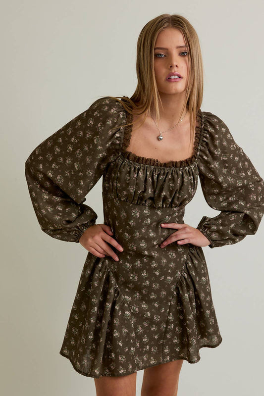 PUFF LONG SLEEVE MINI DRESS