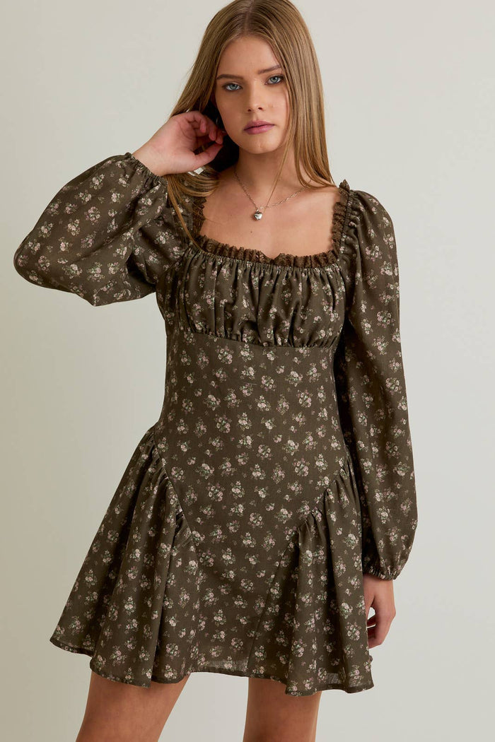 PUFF LONG SLEEVE MINI DRESS