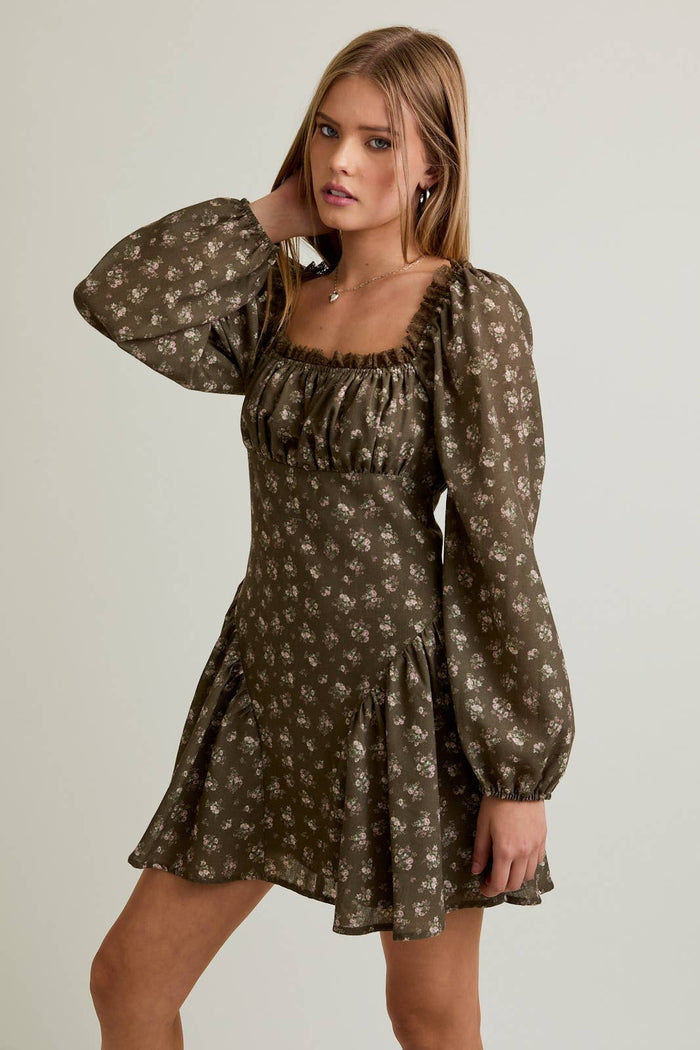 PUFF LONG SLEEVE MINI DRESS