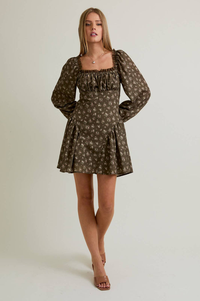 PUFF LONG SLEEVE MINI DRESS