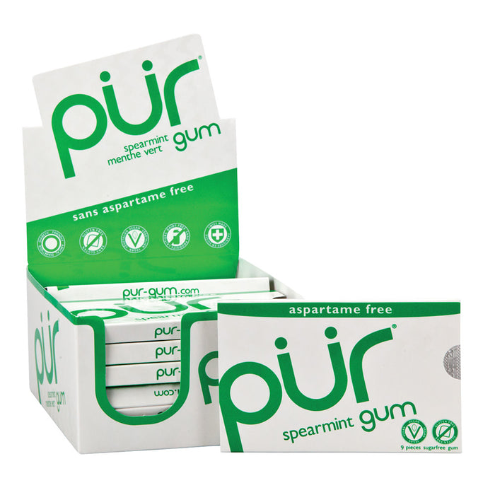 Pur Spearmint Gum 9 Piece Pack - 12 Count