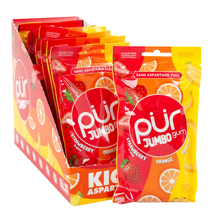 Pur Strawberry Orange Banana Jumbo Gum Bag - 12 Count