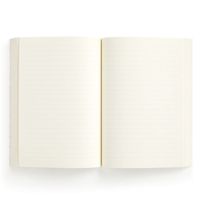 The Christine De Carvalho Purrfect Accessories Premium A5 Notebook features lined cream pages and a sleek design—an essential, sophisticated stationery item, shown open on a white background.