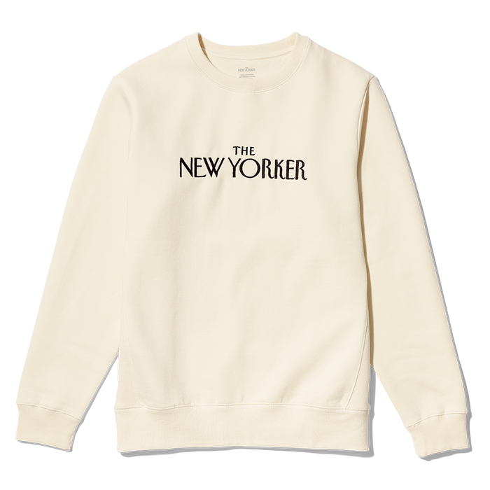 Rea Irvin’s Embroidered Crewneck Sweatshirt in Ivory