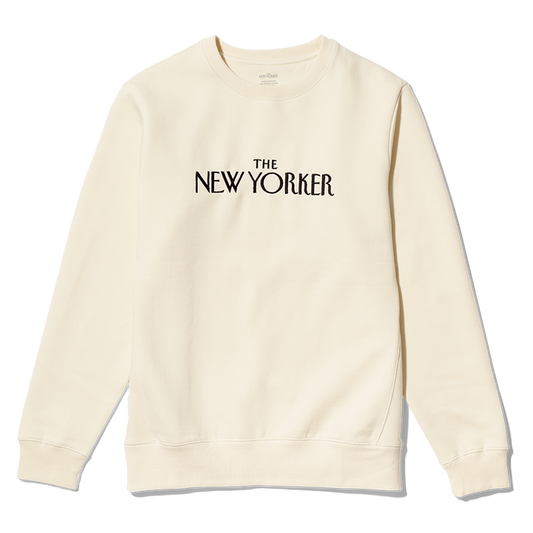 Rea Irvin’s Embroidered Crewneck Sweatshirt in Ivory