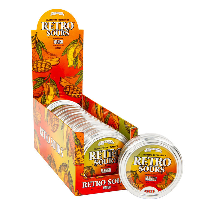 Retro Sours Mango Hard Candy Tin - 8 Count