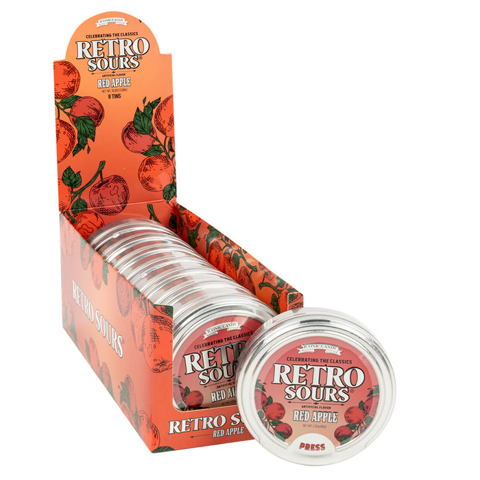 Retro Sours Red Apple Hard Candy Tin - 8 Count