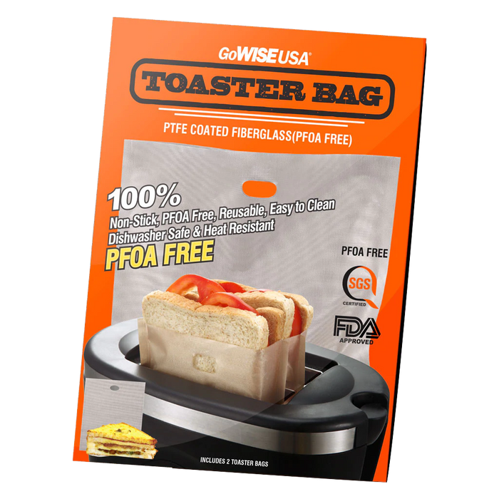 Reusable Non-Stick Heat Resistent Toaster Bags, 2-pack - GoWISE USA