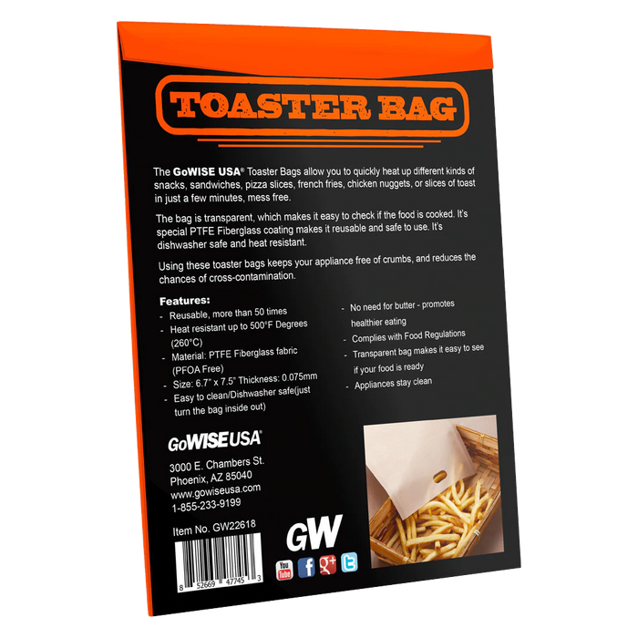 Reusable Non-Stick Heat Resistent Toaster Bags, 2-pack - GoWISE USA